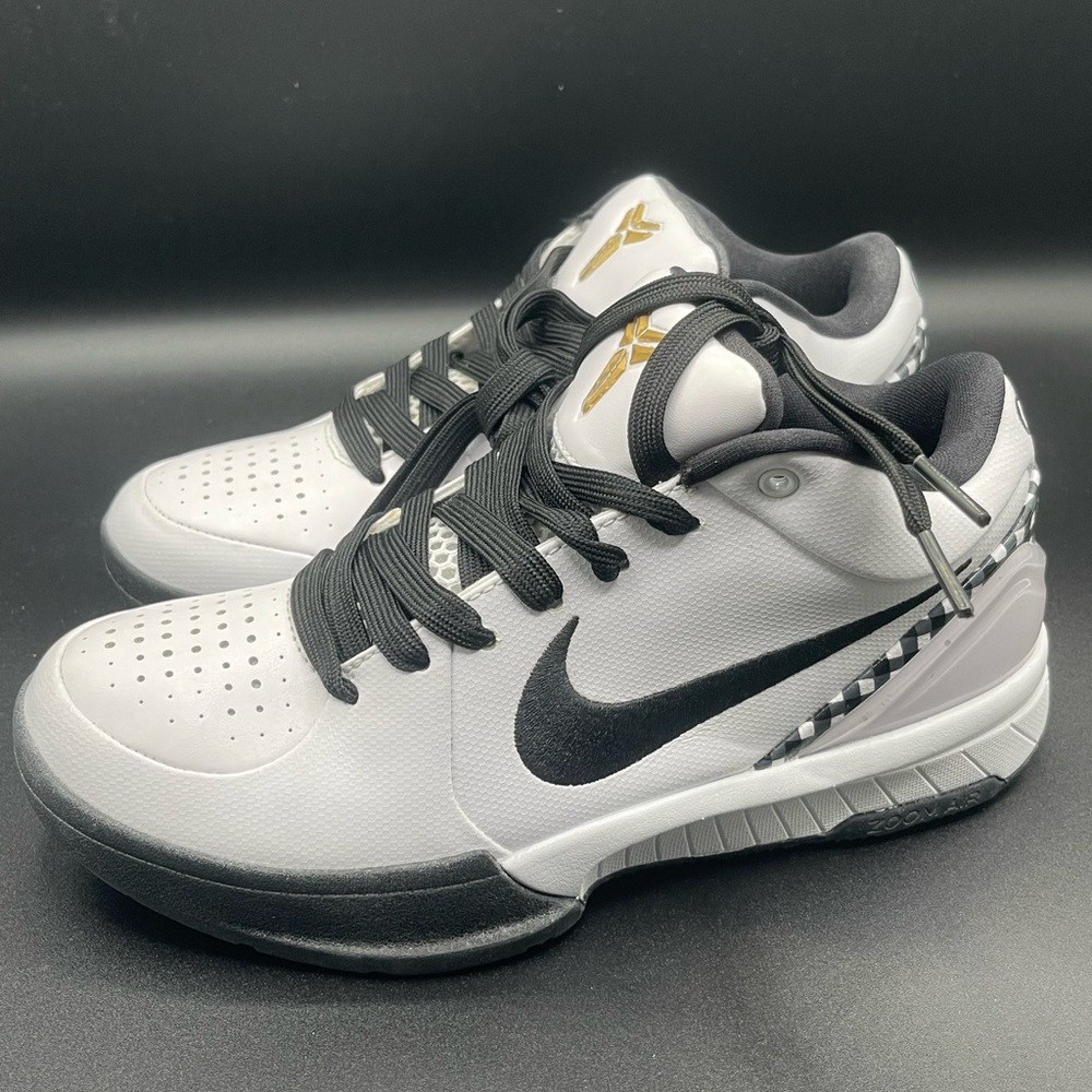 Nike Kids Kobe 4 Protro White and Black Athletic Shoes OBO
